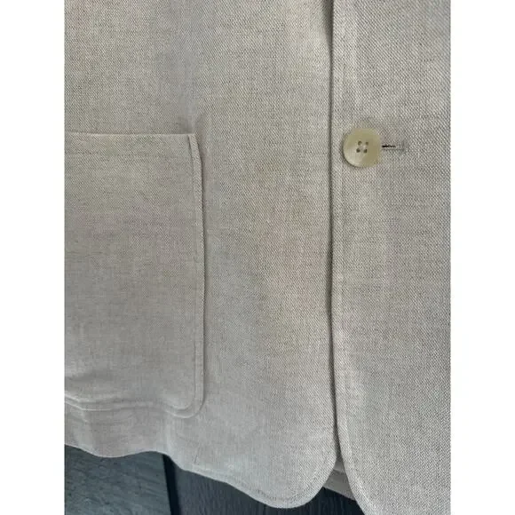 ZARA Linen Blend Sports Coat Blazer Jacket Ivory Cream Size Large - Picture 7 of 15